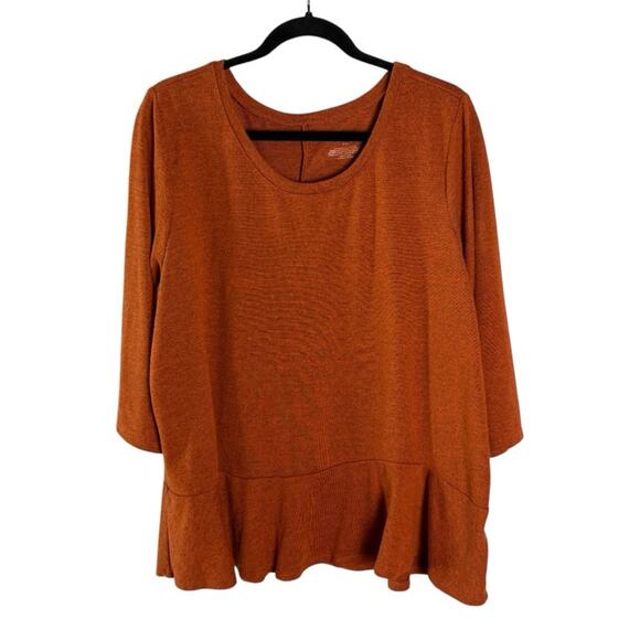 Lane Bryant Rust Orange Hacci Knit Peplum 3/4 Sleeve Sweater Top 22/24 - Picture 1 of 11